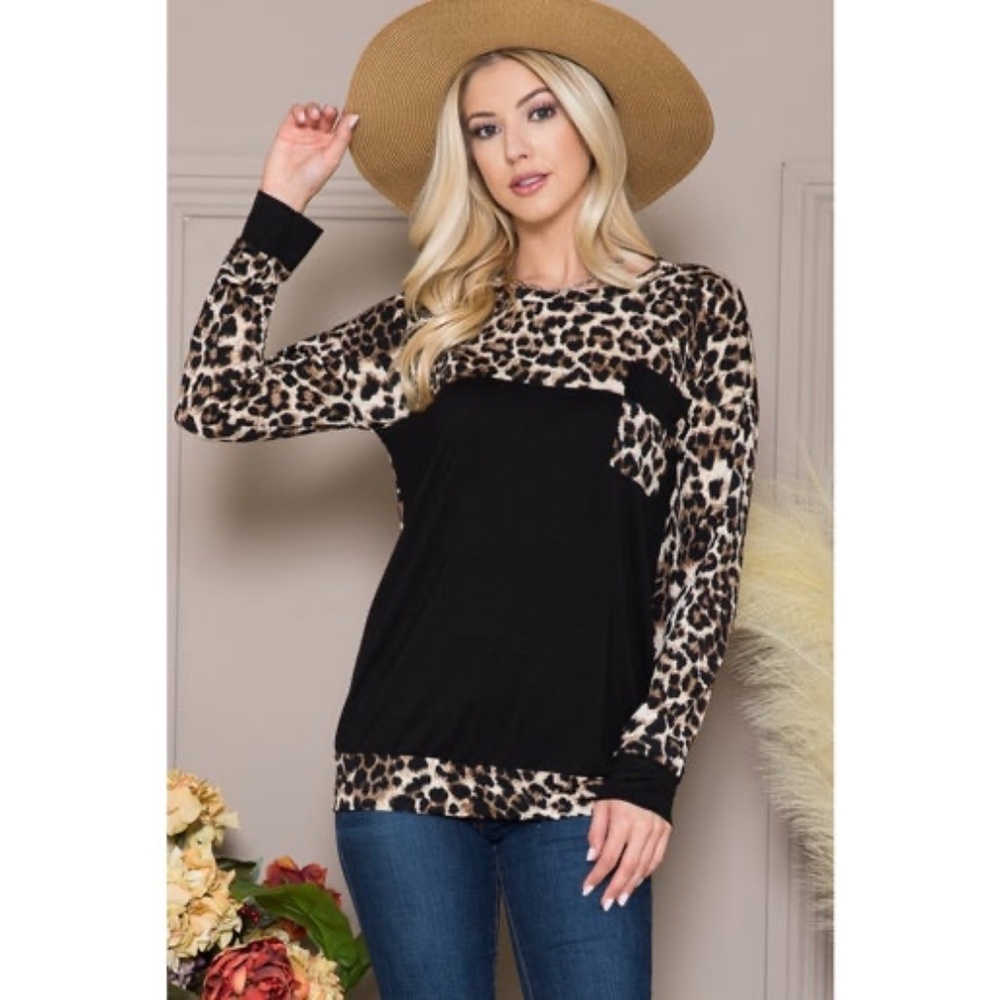 PLUS Black & Leopard Top NEW WITH. TAGS